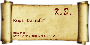 Kupi Dezső névjegykártya
